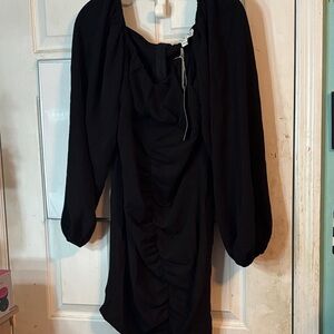 NWT She + Sky Size L. Elegant Black Ruched Dress